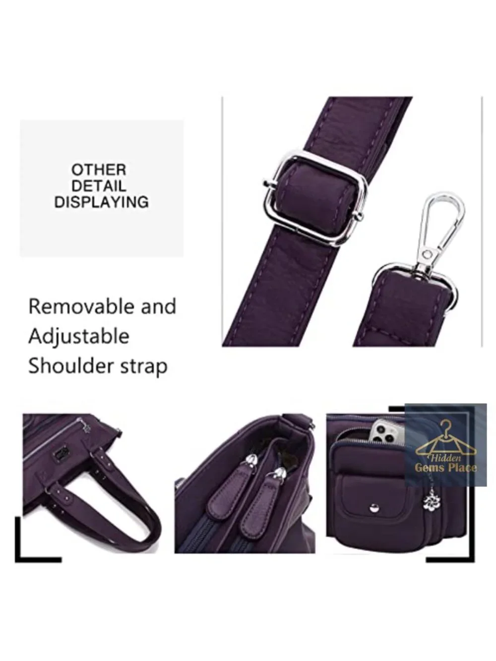 Large Vegan Leather Hobo Tote Shoulder Bag with Detachable Strap